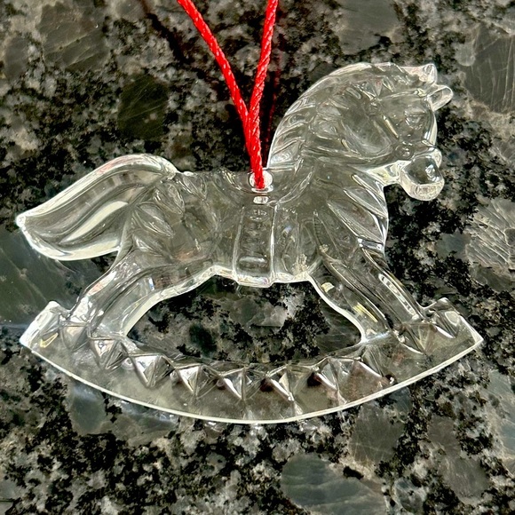 GORHAM Crystal Rocking Horse Holiday ornament Intricate Design Clear Like new - Picture 1 of 9